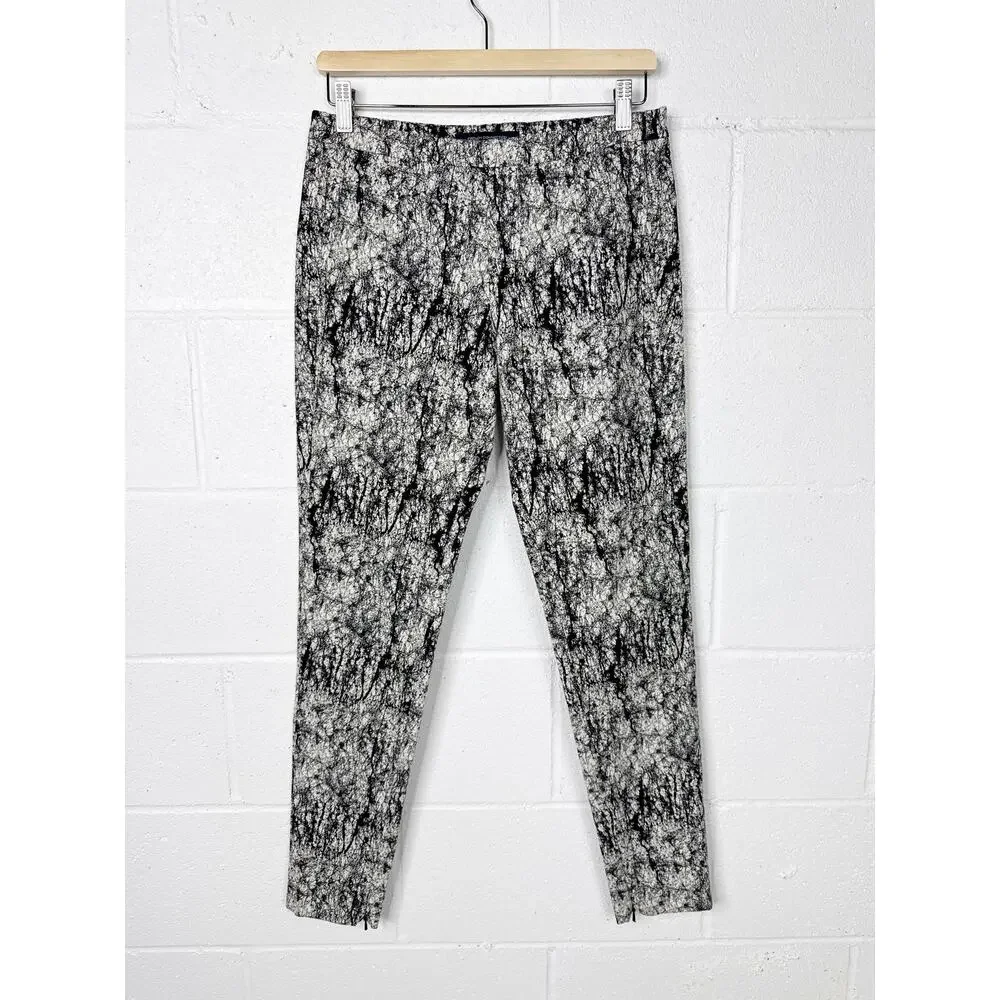 French Connection Abstract Print Skinny Pants‎ Womens Size 6 Black White